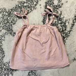 Walking‎ on Sunshine Girl's Top Size L Pink Soft Gauze Bow Tie Strap Tank Top